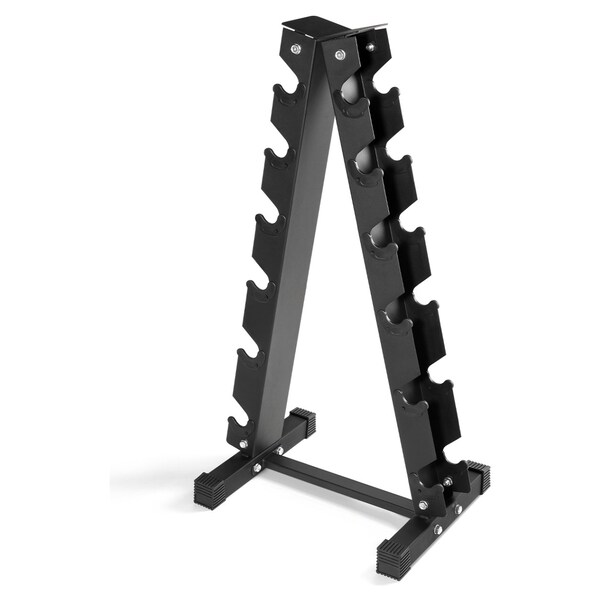 Black A-Frame Dumbbell Rack Stand Heavy Gauge Steel Stand Weight Holder Rack Weight Storage Organizer for Home Gym 6-tier Weight Rack for Dumbbells 