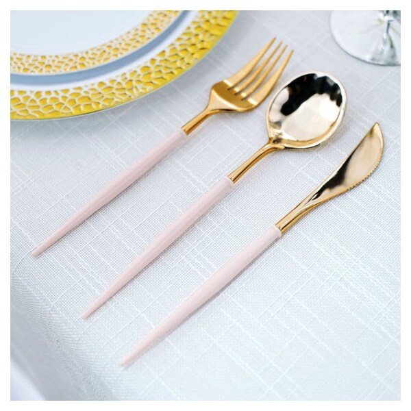 Lot de 24 fourchettes en plastique doré rose 9,8 cm 