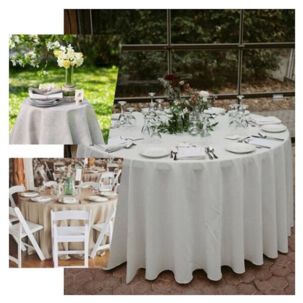 Restaurant Quality Linen Blend White Round Tablecloth 