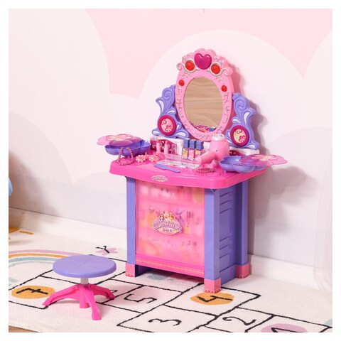 Stool Pretend Playset Dressing Table, Vanity Table Accessories For Little Girl