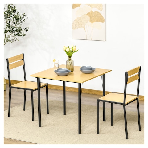 Industrial 3 Piece Dining Table Set, Small Wooden Kitchen Table And 2 Chairs