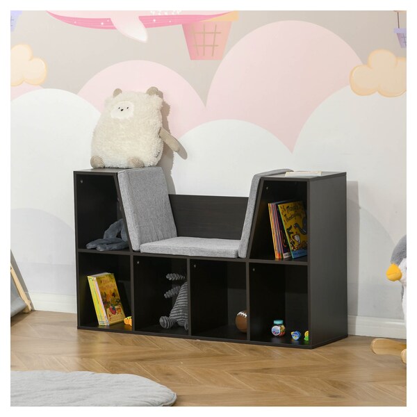 White and Gray Bookshelf Bookcase Kids Children Toy Bedroom Storage Organizer 