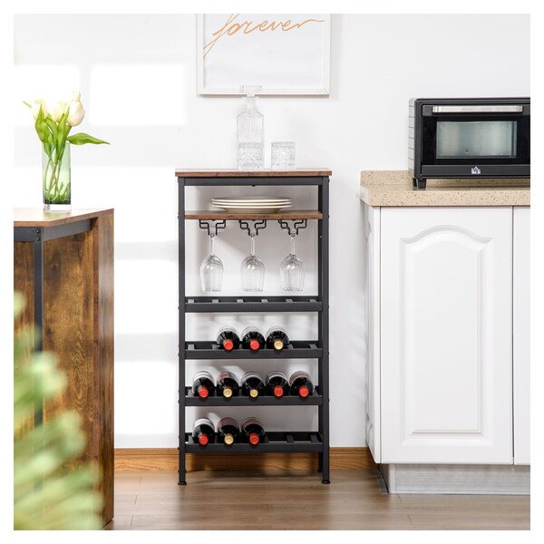 Rustic Country Pine Wood Liquor Wine Bottle Storage Cabinet Holder Kitchen Bar 