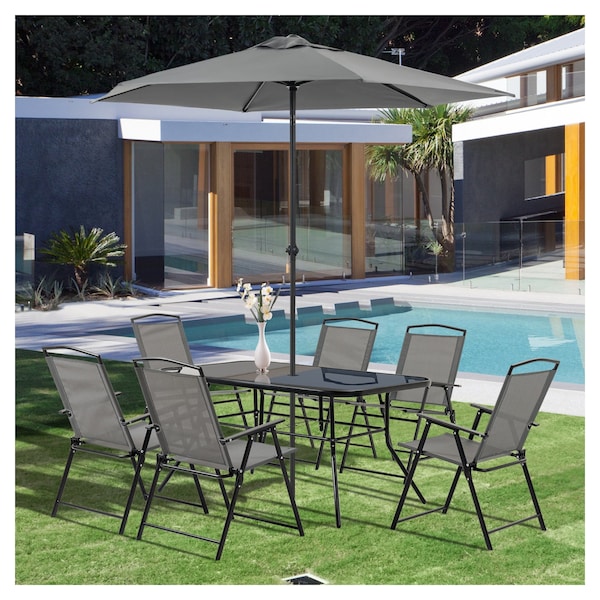 6 chair patio table with umbrella