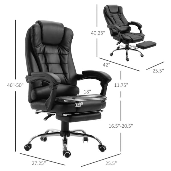 Black SP Executive Office Chair High Back PU Leather Desk Chair with Flip-up Arms and Thick Padding Comfortable Computer Chairs for Adult 