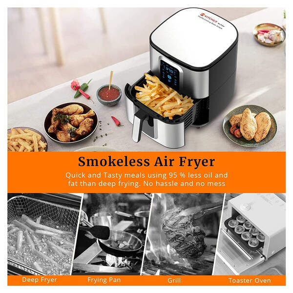 50 Recipes & Auto Shut Off Led Touch Screen with 8 Presets 1700W Toaster Oven & Oilless Cooker with Temperature Control KITCHER 6.8QT Air Fryer 
