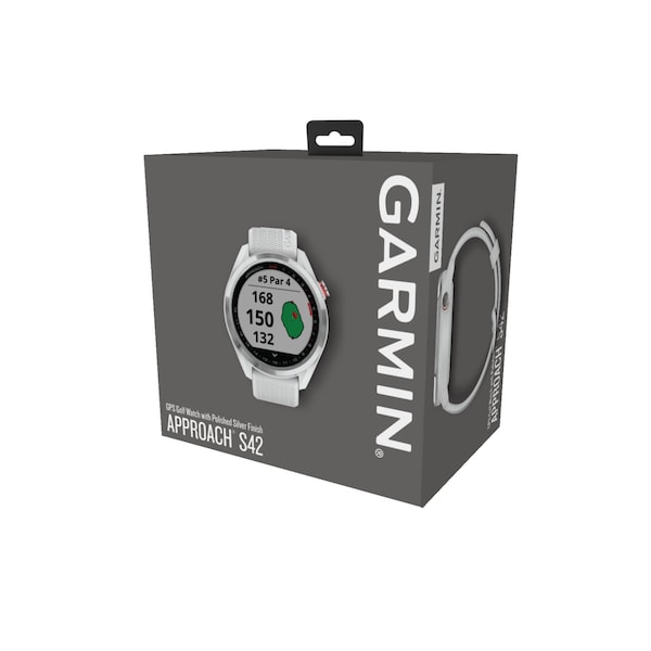 Garmin Approach® S42 Polished Silver with White Band