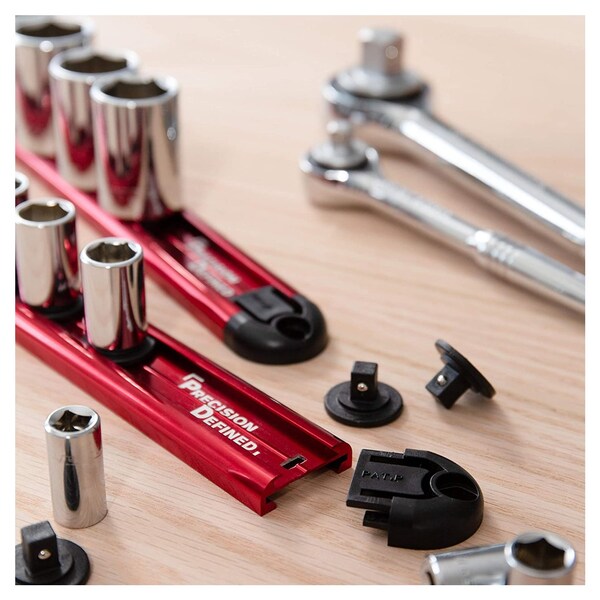 Red Heavy Duty Organizer Single 1/4-Inch x 16 Clips Precision Defined Aluminum Tool Socket Holder 